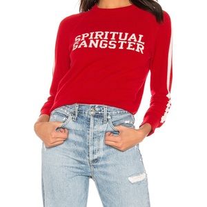 Spiritual Gangster Cashmere Blend Sweater and Pants Set in Crimson Red